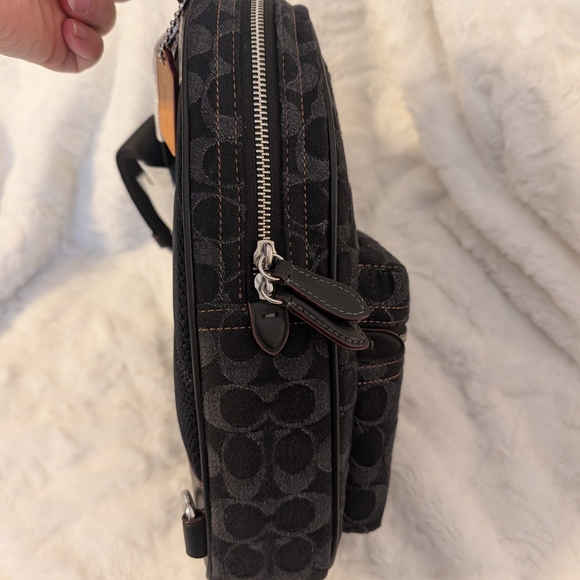 Coach Denim Backpack Signature C Black & Gray NWT Unisex - Picture 4 of 10